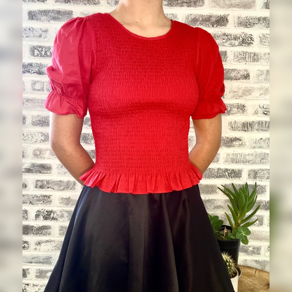 Forever 21 Smocked Puff-Sleeve Top